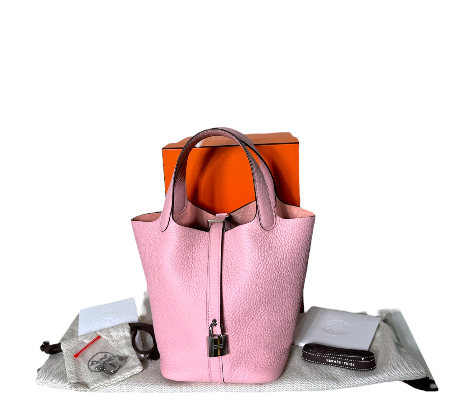 Hermes Picotin 18 Rose Sakura Taurillon Clemence Palladium Hardware Bag