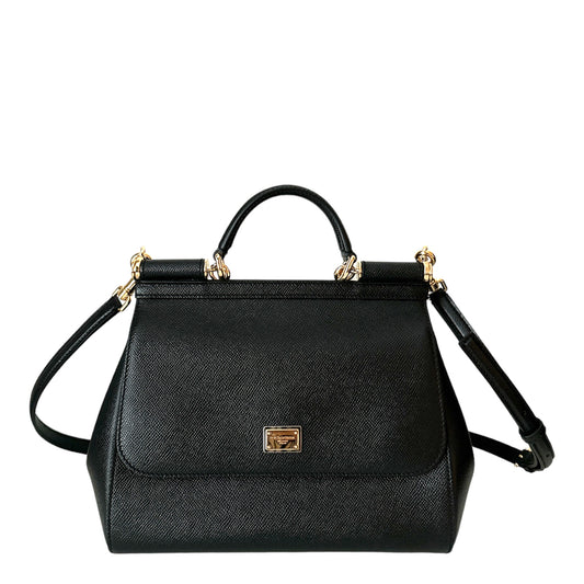 Dolce & Gabbana Sicily medium black leather bag