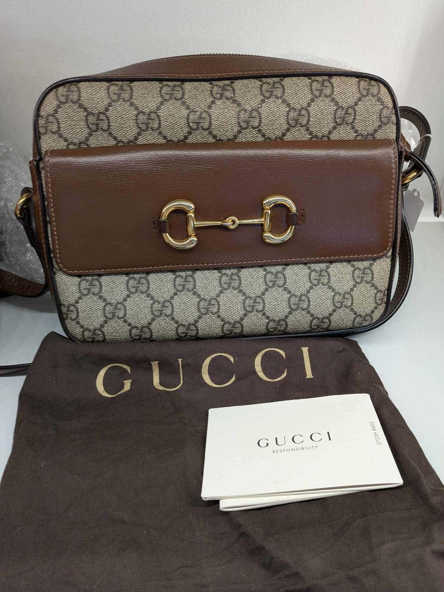 2205710-143144 Gucci horsebit 1955 GG Brown Camera Bag (645454 493075 / B03407885)