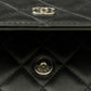 Chanel Classic Wallet On Chain Black Silver Metal Lambskin Bag