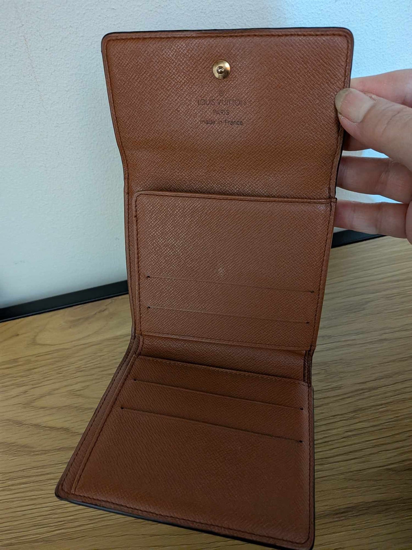 MCM Small Crossbody Visetos Cognac Red Gold Hardware & LV Mono gram Wallet
