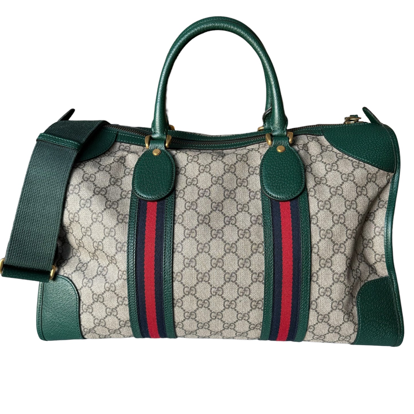 Gucci Neo Vintage Web Duffle Bag GG Coated Canvas Bag With Strap