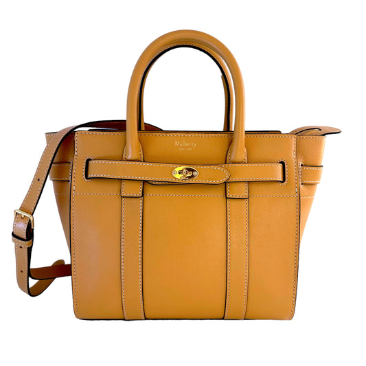 Mulberry Mini Zipped Bayswater Maize Yellow Silky Calf Bag