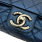 Chanel Medium Dark Blue Metalic Caviar Easy Flap Shoulder Bag