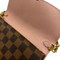 Louis Vuitton Damier Ebene Croisette Chain Wallet Rose Ballerine