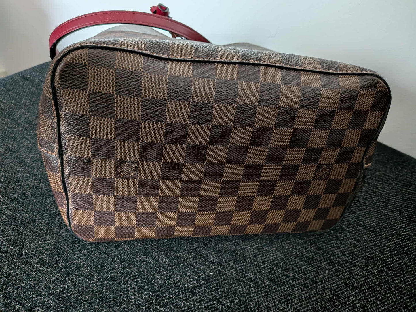 Louis Vuitton Neo Noe Damier Ebene Red Bag