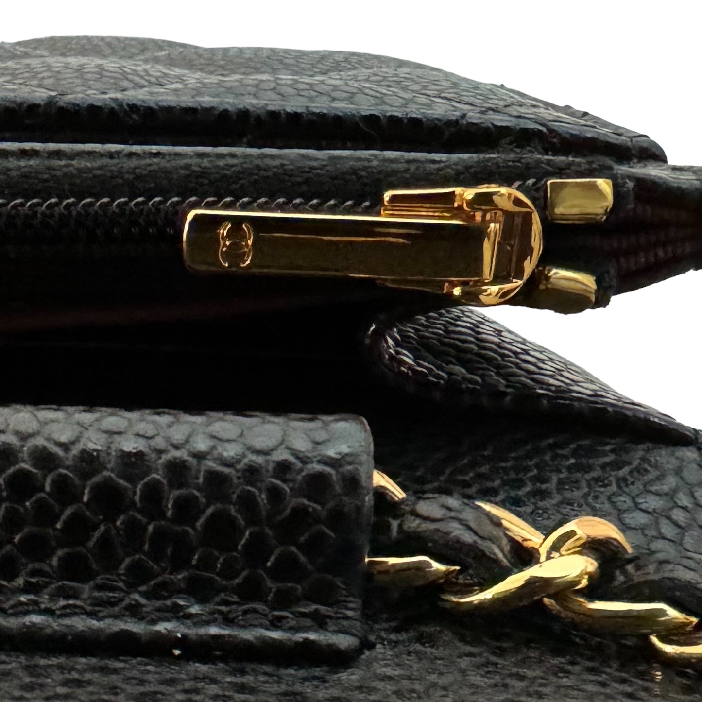 Chanel Classic Wallet On Chain Black Caviar Bag Gold Hardware