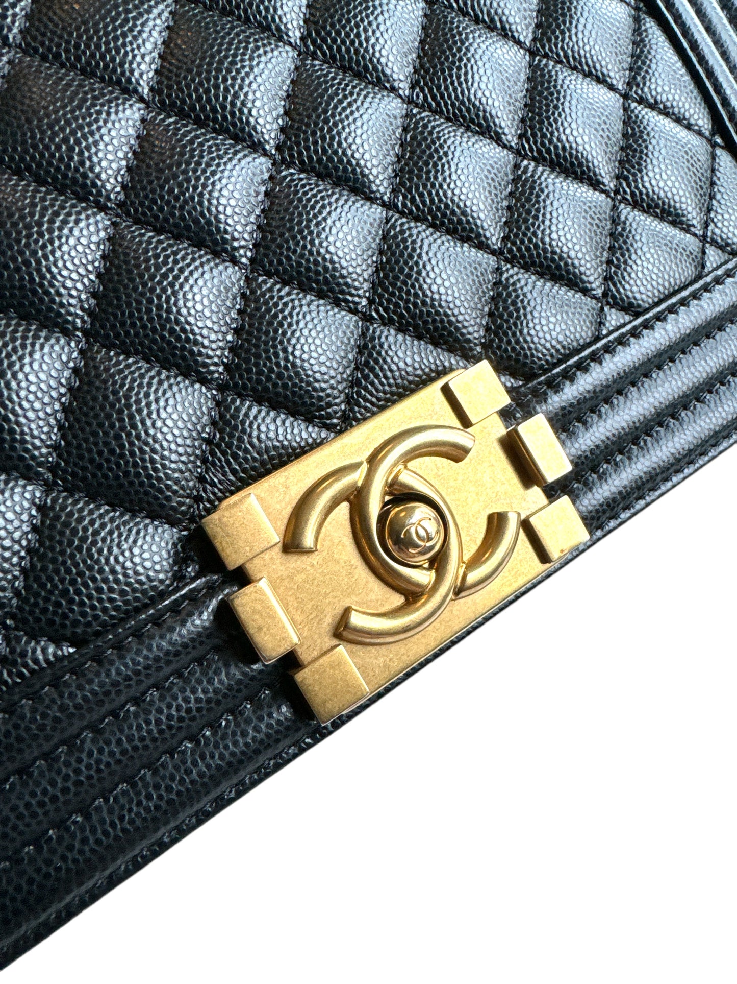 Chanel Black Caviar Medium Boy Bag Gold Hardware