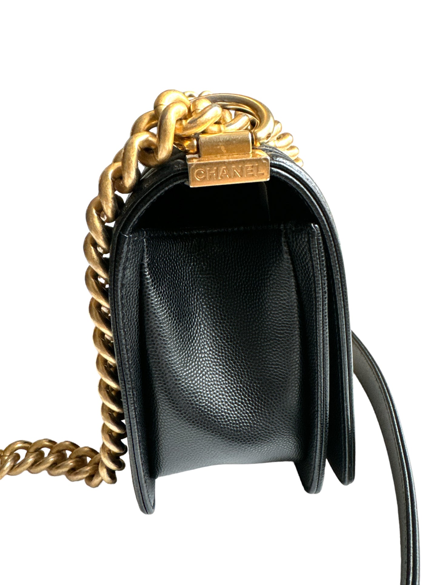 Chanel Black Caviar Medium Boy Bag Gold Hardware