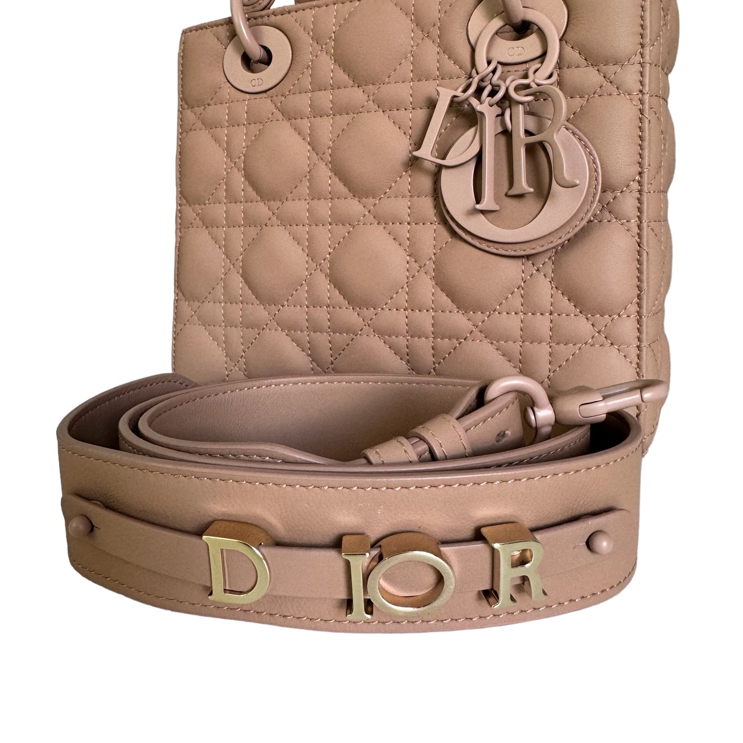 Small Lady Dior My ABC Warm Taupe Ultramatte Cannage Lambskin