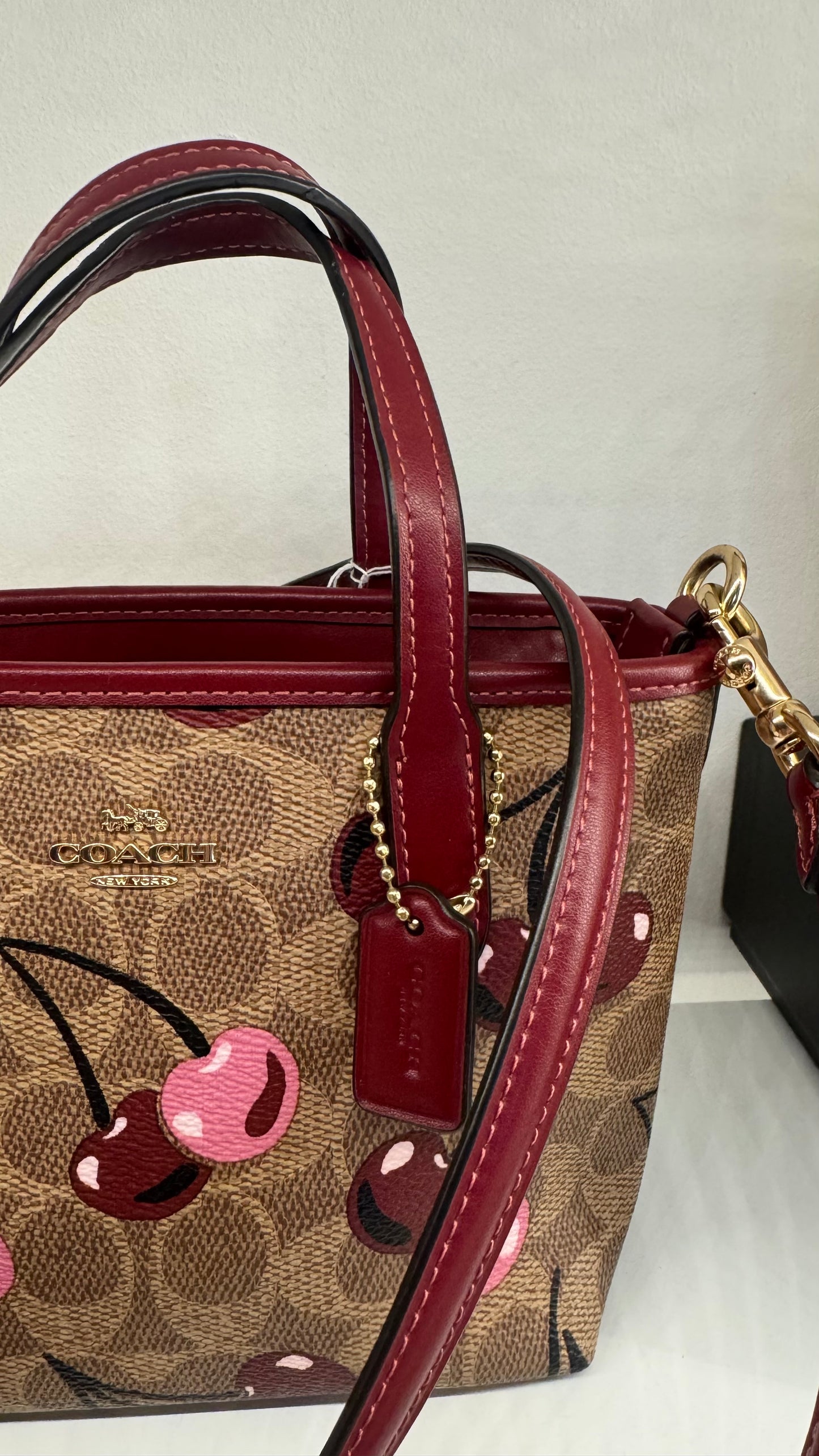 110580420 Coach Mini Tote CC Signature Red Cherry With Strap (NoK2492-CY737)