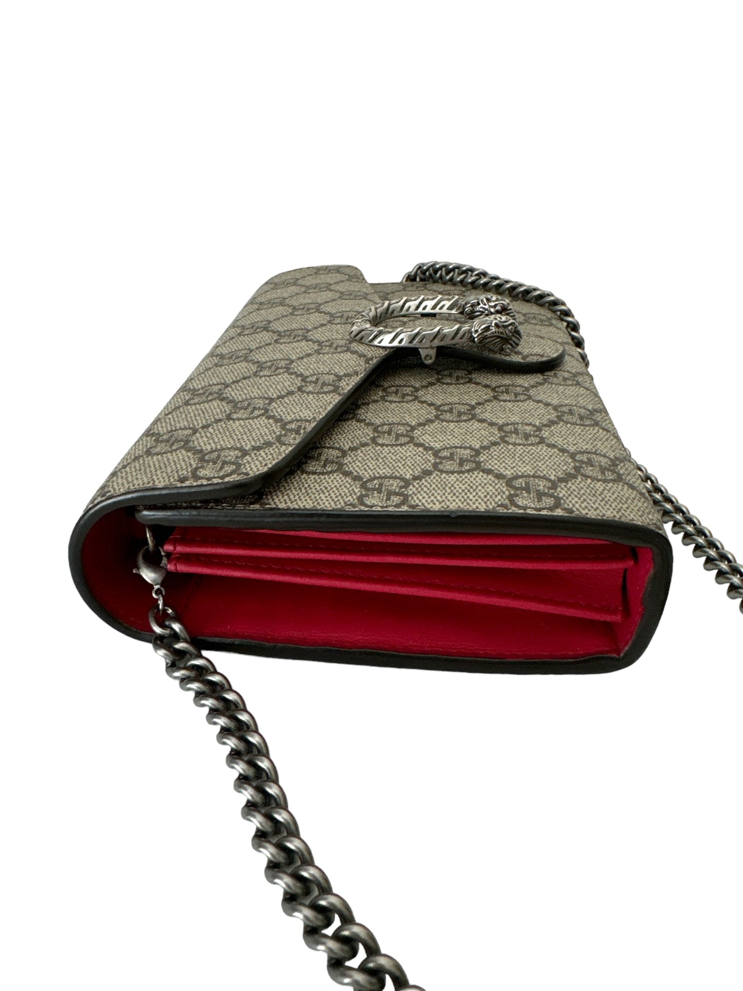 GUCCI DIONYSUS GG SUPREME CHAIN WALLET RED