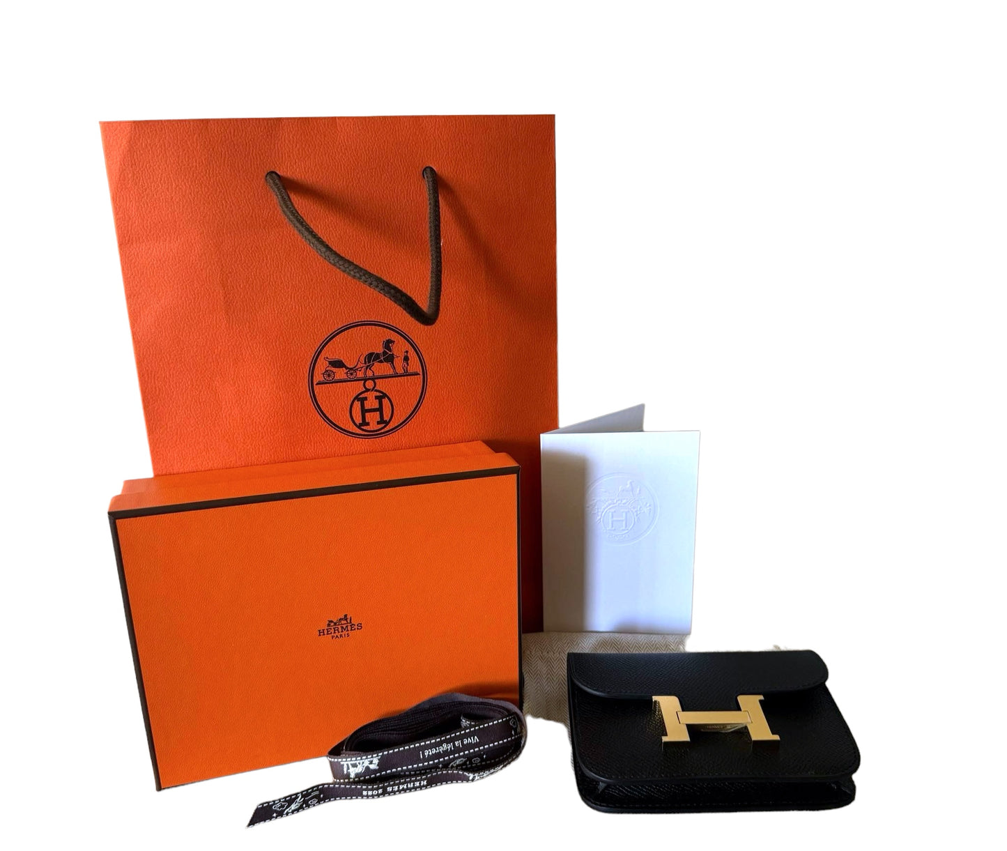 Hermes Constance Slim Wallet Black GHW