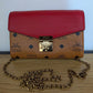 MCM Small Crossbody Visetos Cognac Red Gold Hardware & LV Mono gram Wallet