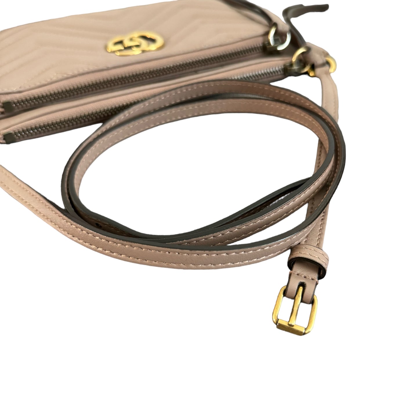 GUCCI  Matelasse GG Marmont Double Zip Shoulder Bag