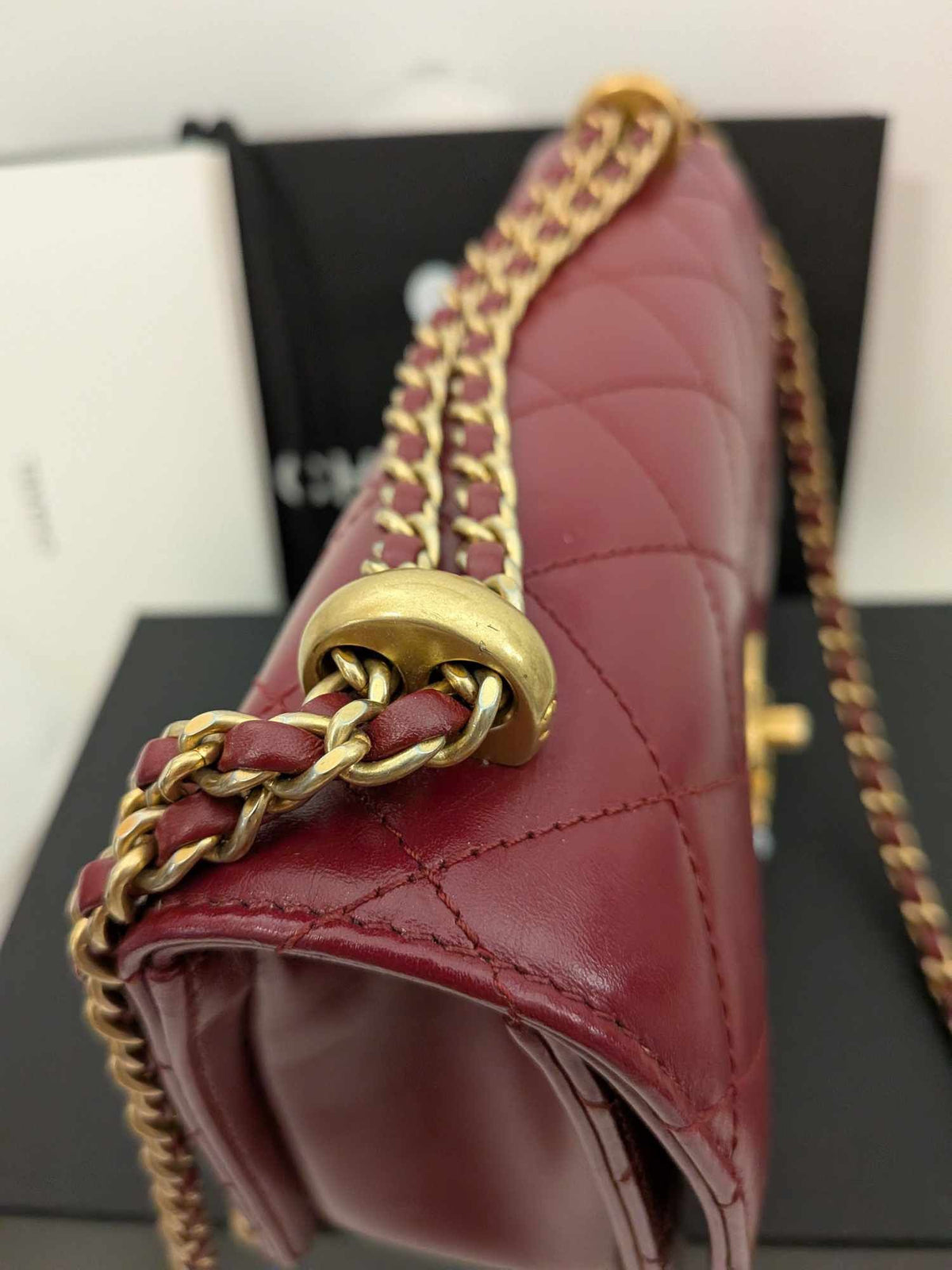 2205710-1432211 Chanel Small Flap Bag Red Wine Color Gold Hardware N1877T8E
