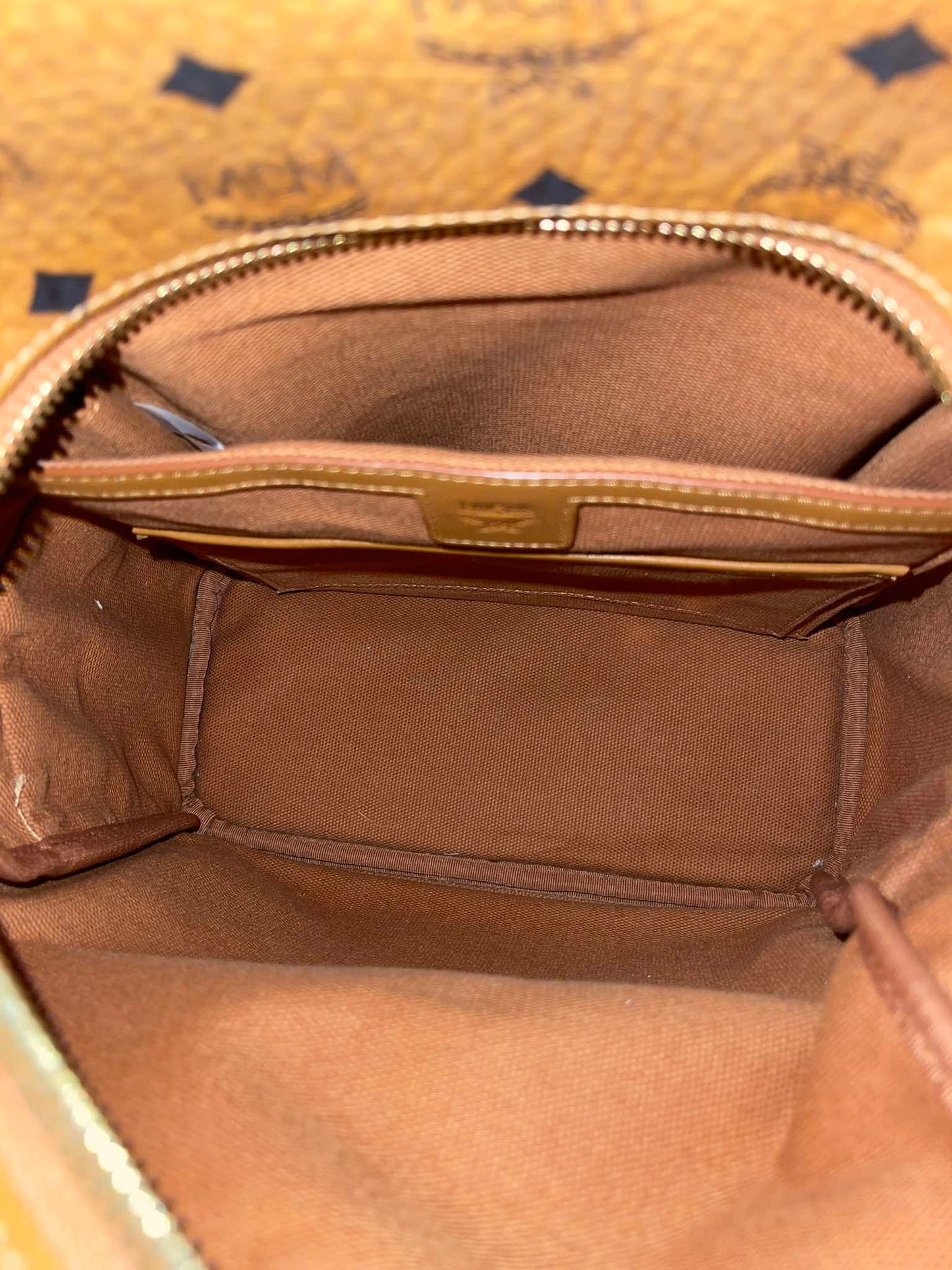 143212 MCM Cognac Visetos Red Rooster Backpack
