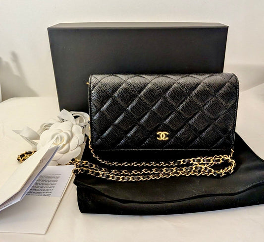 2205710-1432182 Chanel classic black quilted caviar gold hardware