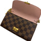 Louis Vuitton Damier Ebene Croisette Chain Wallet Rose Ballerine