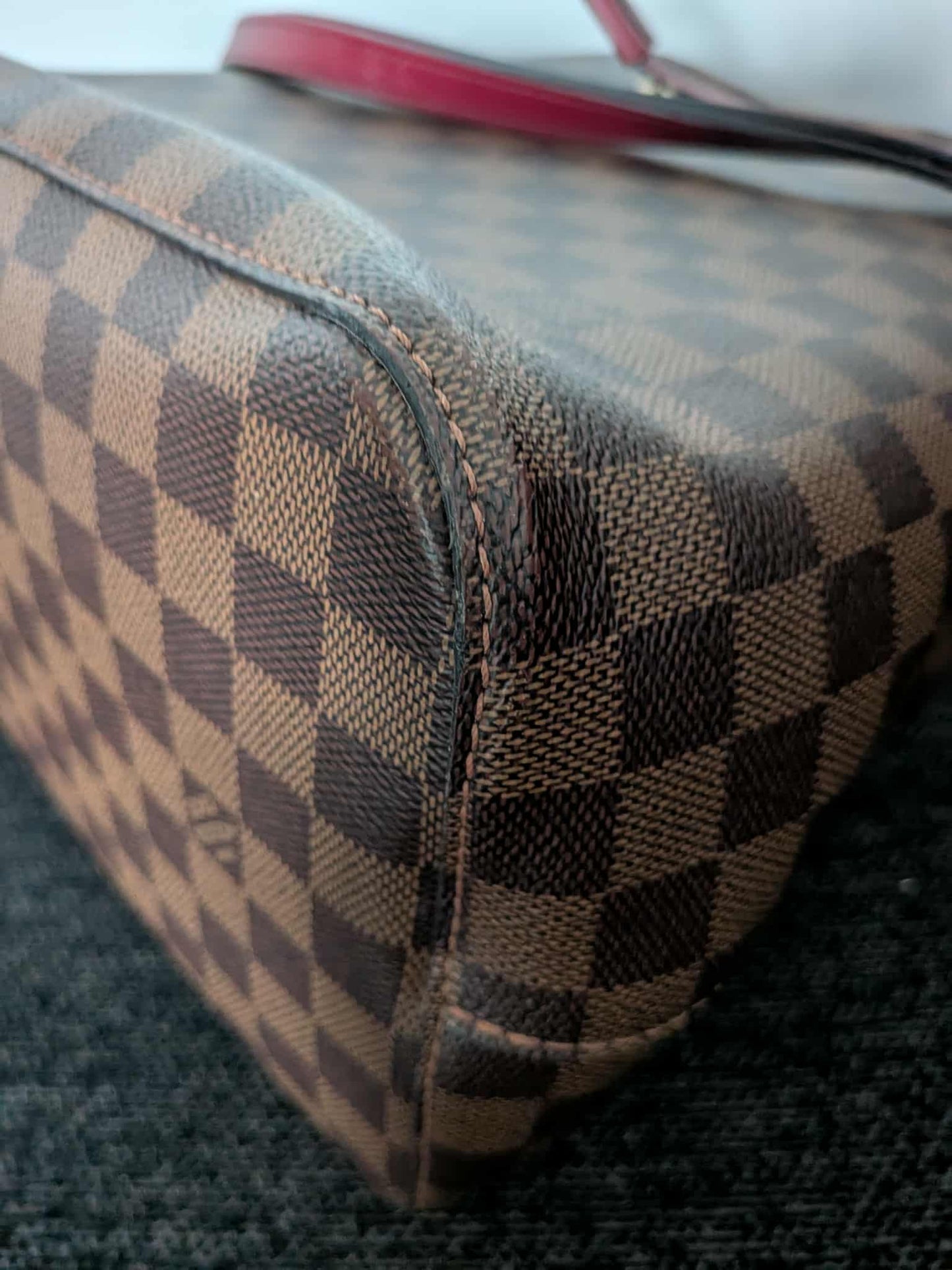 Louis Vuitton Neo Noe Damier Ebene Red Bag