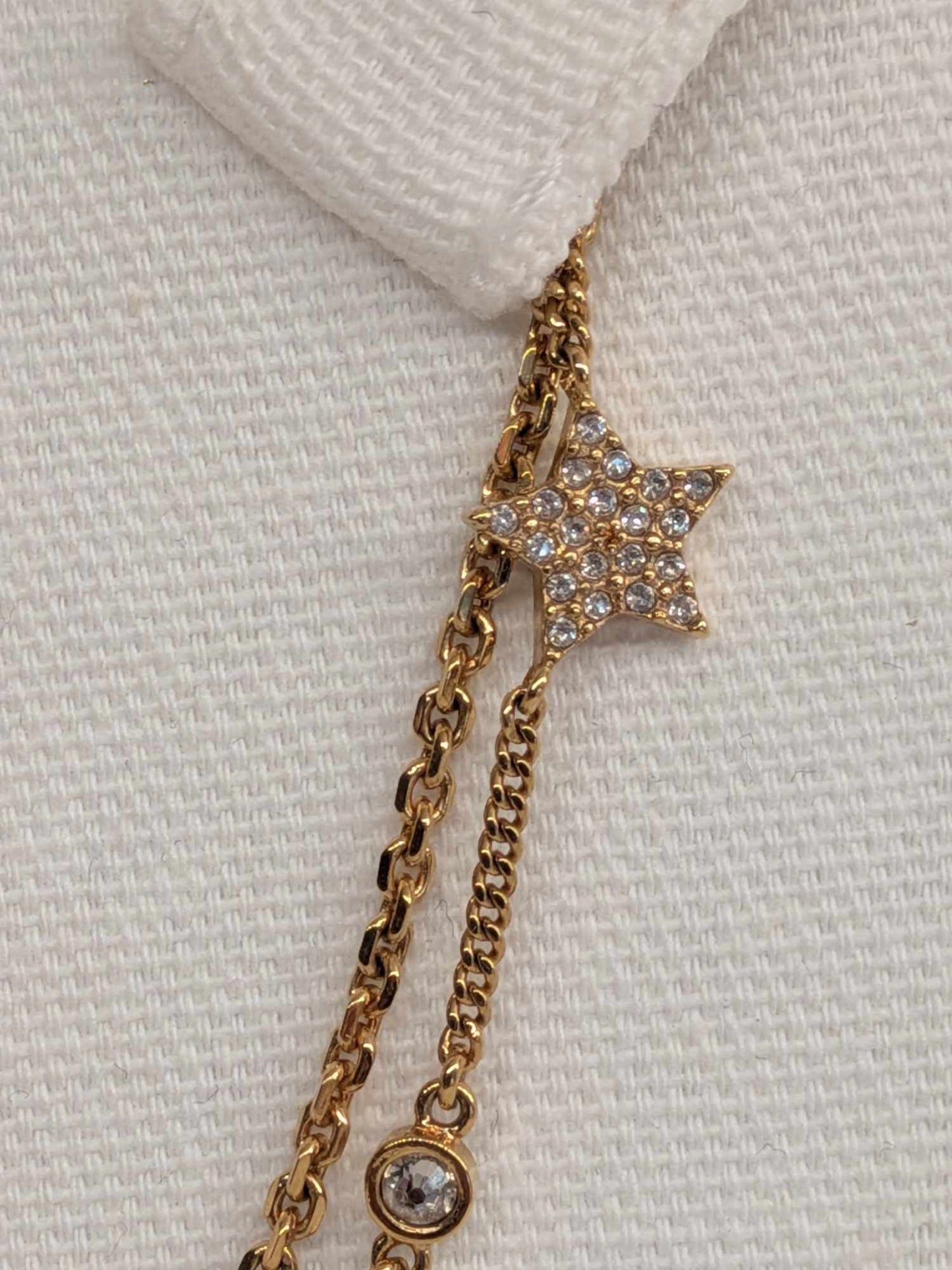 110580489 DIOR Petit CD Double Necklace
Gold-Finish Metal and Silver-Tone Crystals