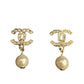 Chanel CC Earrings Rhinestone With Pearls