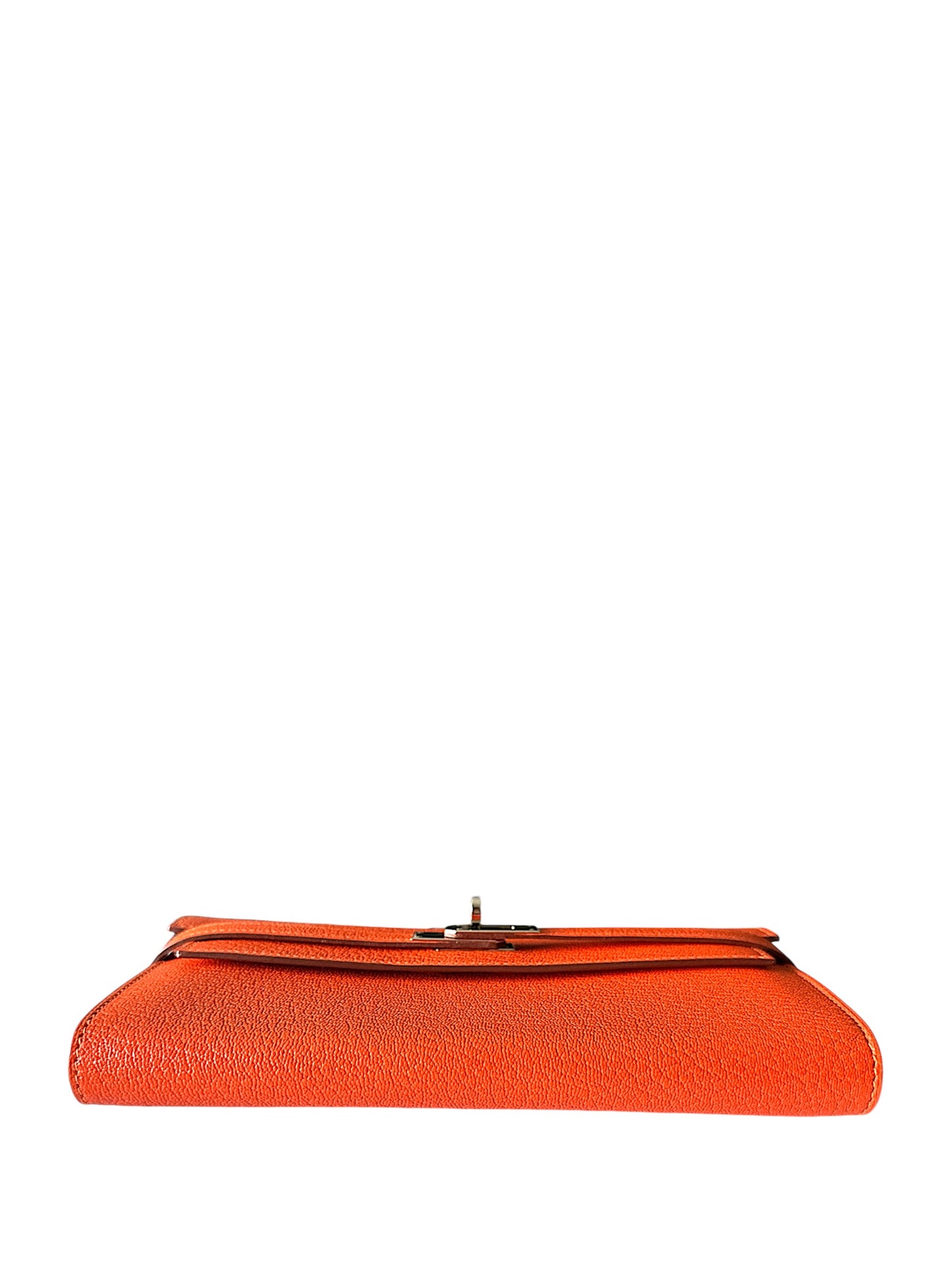 Hermes Kelly Classic Long Wallet Orange Chèvre Mysore Leather Palladium Hardware