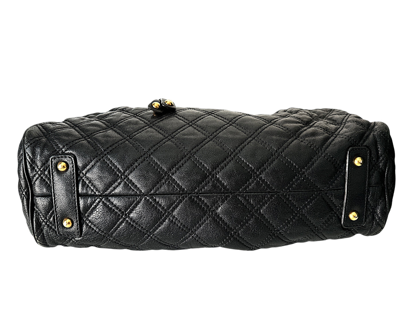 MARC JACOBS Quilted Leather Stam Bag Chain Strap Black Gold Hardware