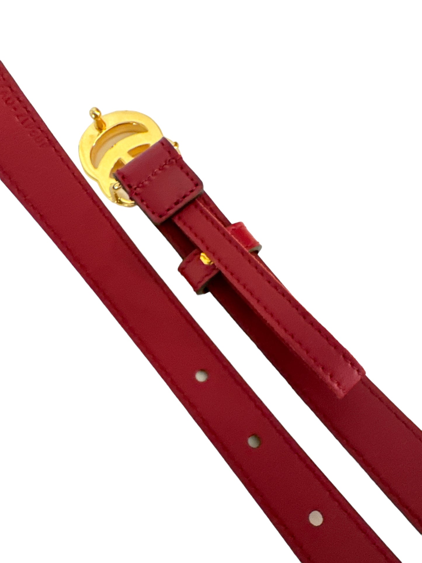 NEW GG MARMONT RED LEATHER BELT WITH SHINY BUCKLE 2 CM