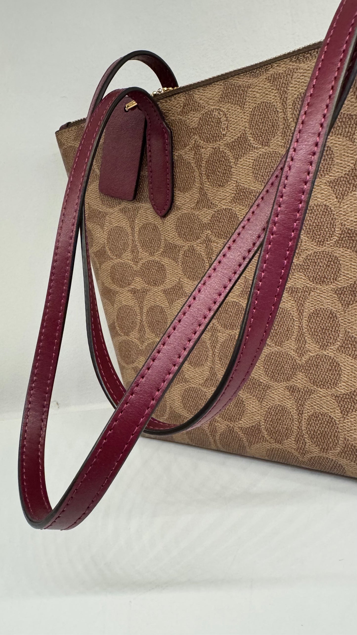 2205710-143141 Coach Fiona CC Signature Tan/ Black Cherry (NoJ2480-CX587)