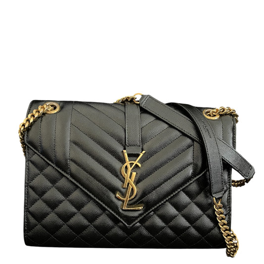 Ysl Envelope Triquilt Black Caviar Gold Hardware Bag
