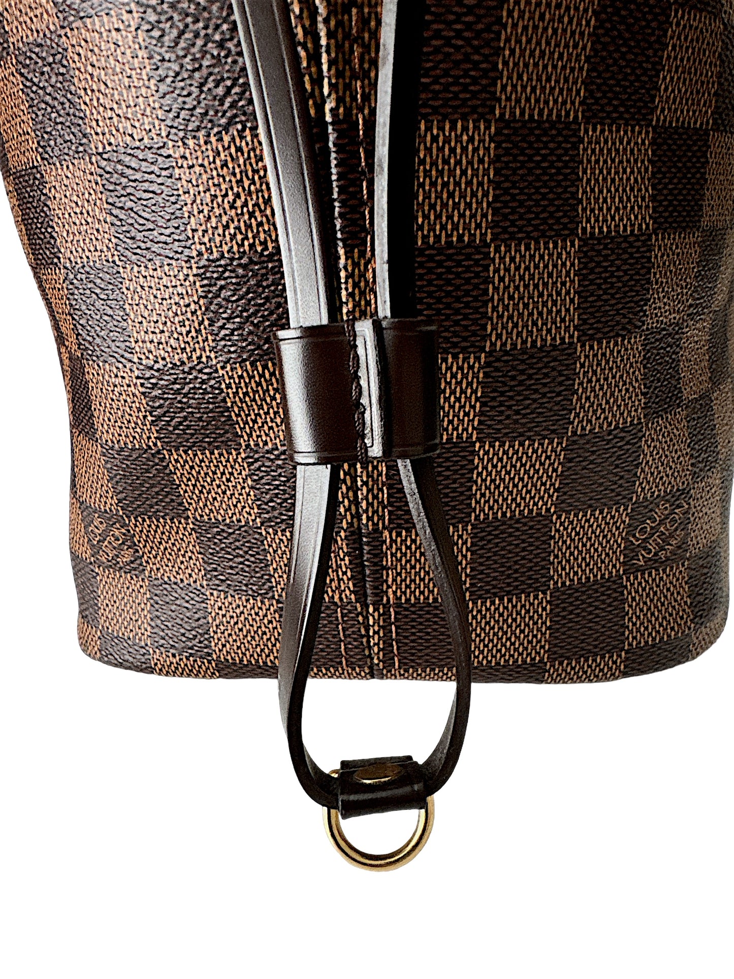 Louis Vuitton Neverfull MM in Damier Ebene with Heatstamped Initials