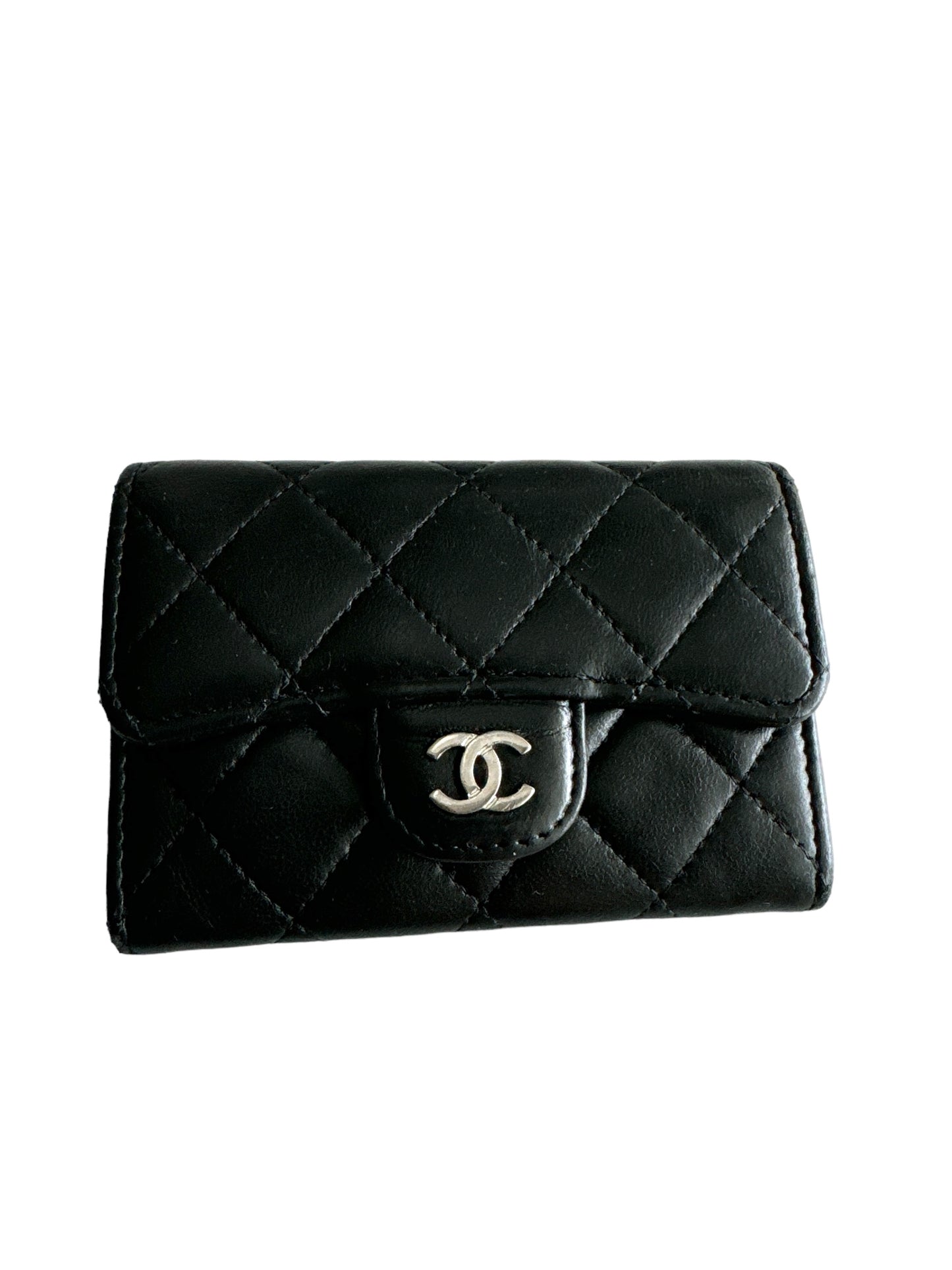 Chanel Classic Card Holder Black Lambskin Silver Hardware