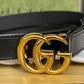 Gucci GG Marmont Black Leather Shiny Gold Buckle Size 120/48