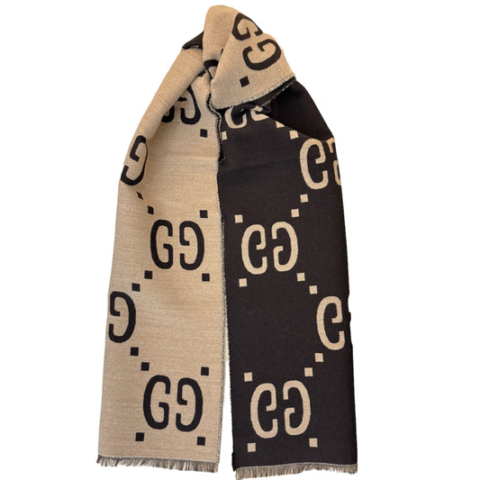 GUCCI JACQUARD WOOL SILK SCARF