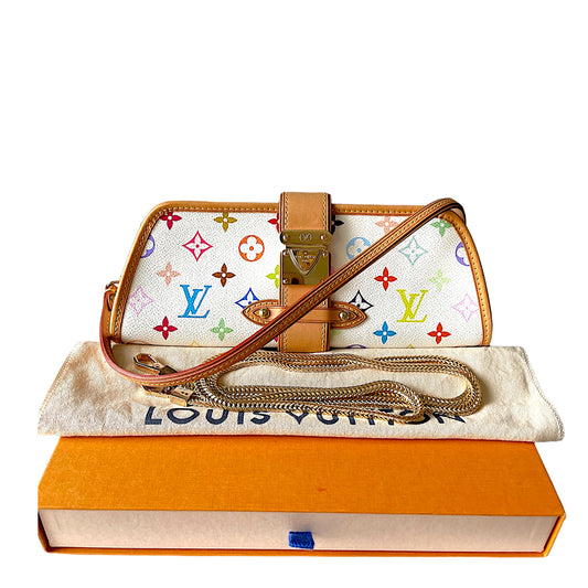 Louis Vuitton Shirley Monogram White Multicolor Canvas Clutch