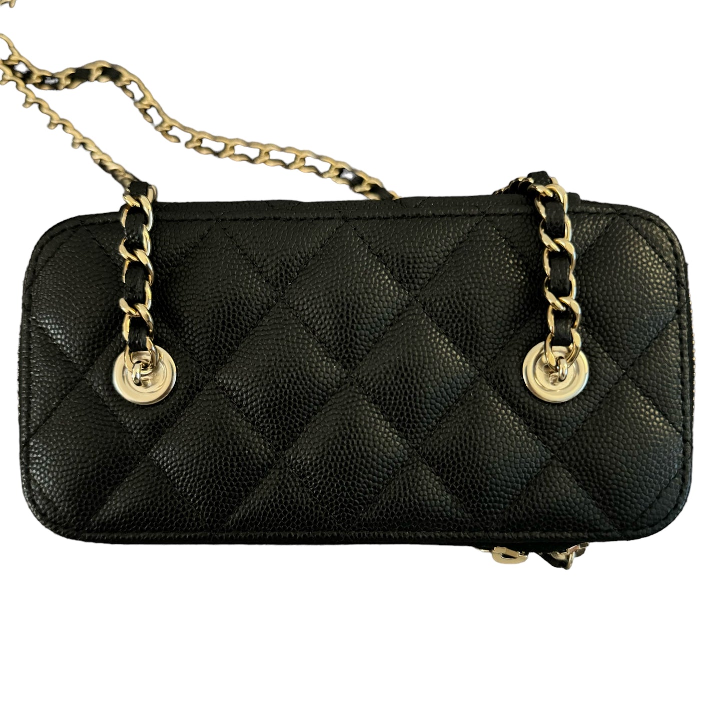 CHANEL VANITY ON CHAIN BLACK CAVIAR GOLD-TONE METAL