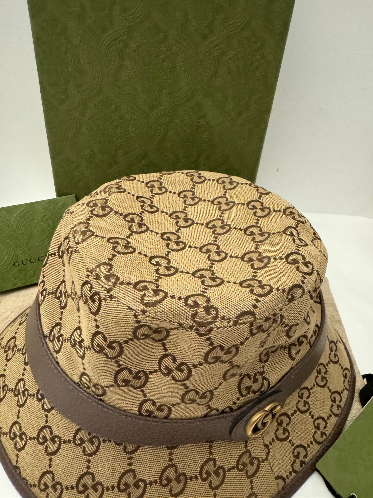 2205710-1432159 Gucci GG Bucket Hat Brown Sile L 576587 4HG62