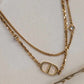 110580489 DIOR Petit CD Double Necklace
Gold-Finish Metal and Silver-Tone Crystals