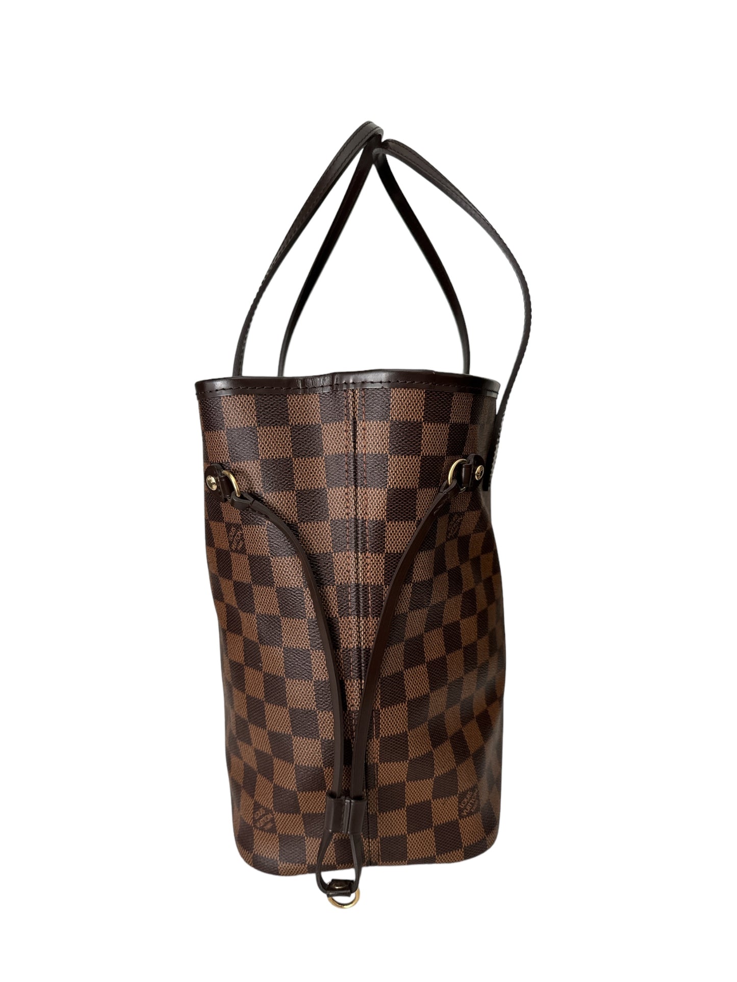 Louis Vuitton Neverfull MM in Damier Ebene with Heatstamped Initials