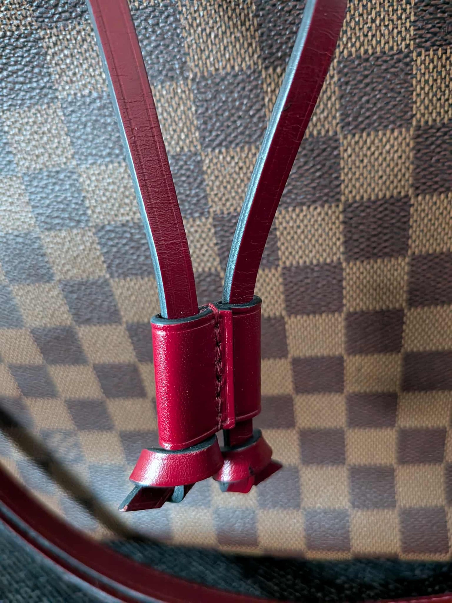 Louis Vuitton Neo Noe Damier Ebene Red Bag