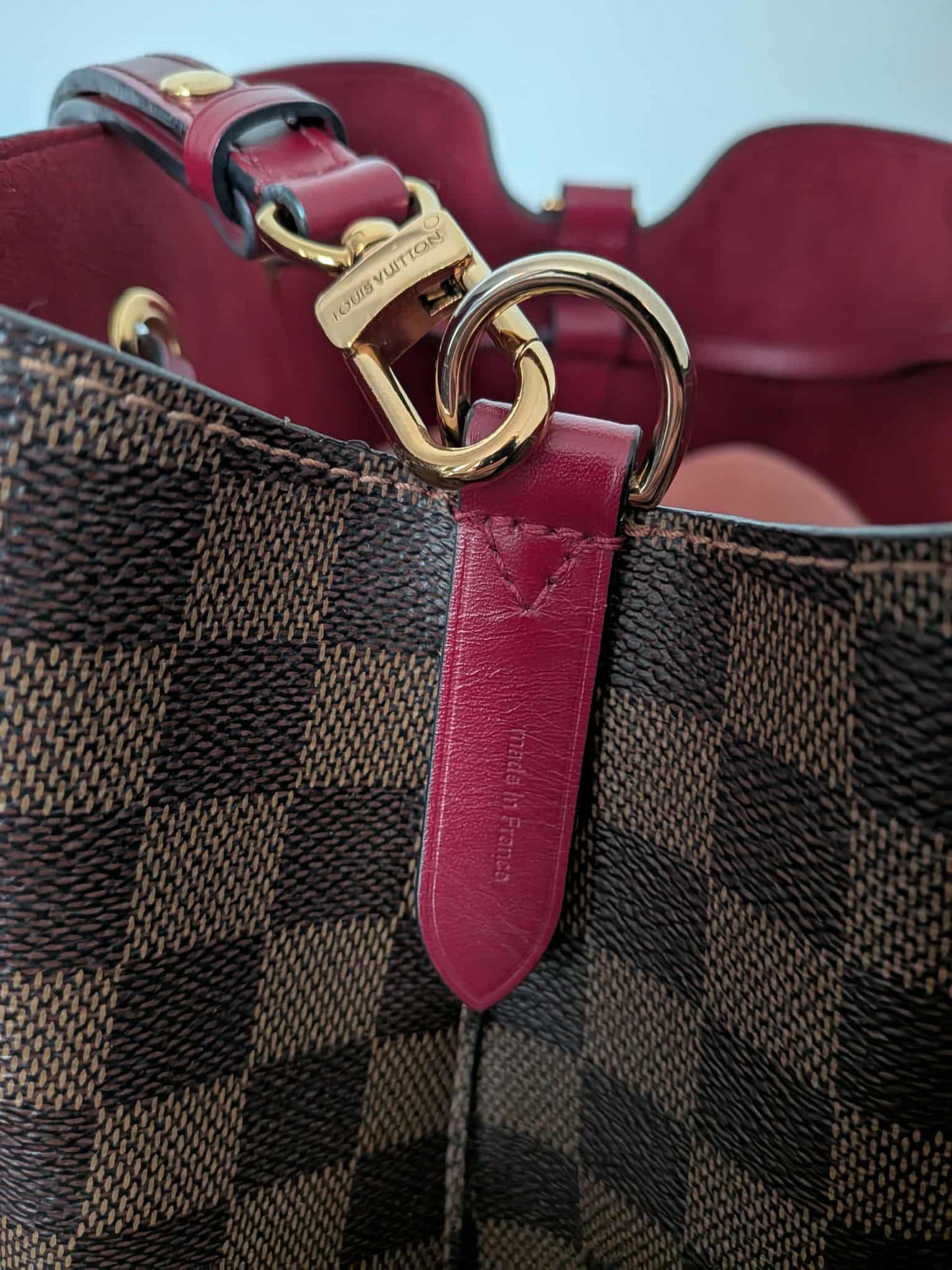 Louis Vuitton Neo Noe Damier Ebene Red Bag