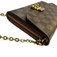 Louis Vuitton Damier Ebene Croisette Chain Wallet Rose Ballerine