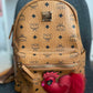143212 MCM Cognac Visetos Red Rooster Backpack