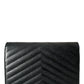 YSL CASSANDRE ENVELOPE CHAIN WALLET IN GRAIN DE POUDRE LEATHER NOIR