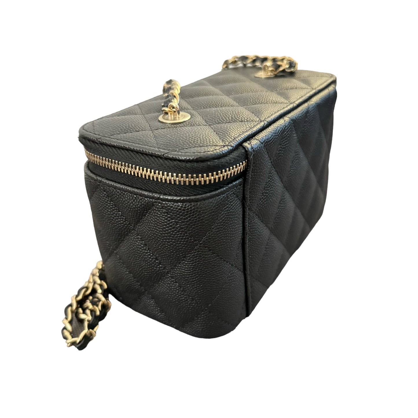 CHANEL VANITY ON CHAIN BLACK CAVIAR GOLD-TONE METAL