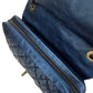 Chanel Medium Dark Blue Metalic Caviar Easy Flap Shoulder Bag