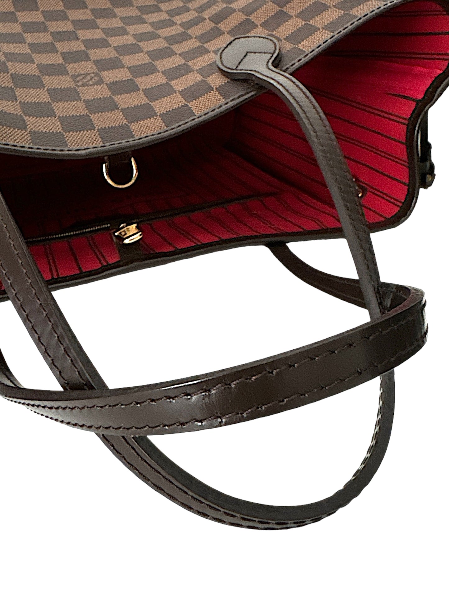 Louis Vuitton Neverfull MM in Damier Ebene with Heatstamped Initials