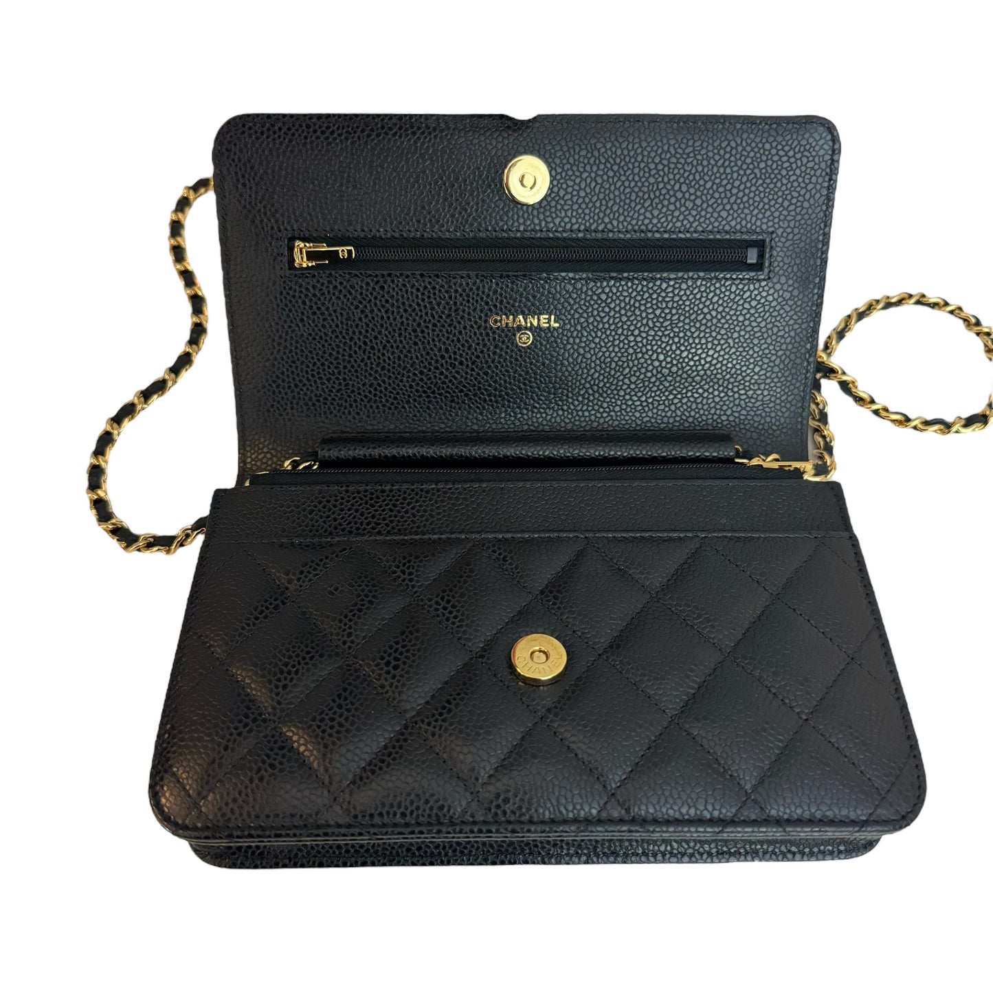 Chanel Classic Wallet On Chain Black Caviar Bag Gold Hardware