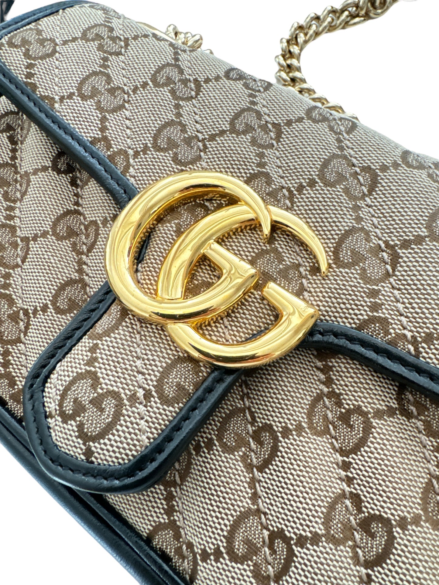 Gucci Monogram Matelasse   GG Canvas Marmont Shoulder Mini Bag